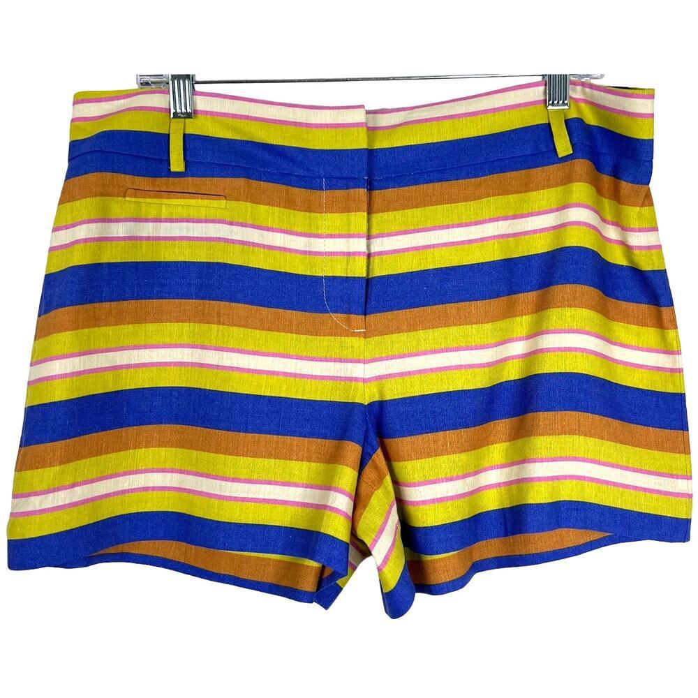 LOFT NWT Women's 4" Inseam Shorts Linen Blend Colorful-Rainbow Print Size 12P